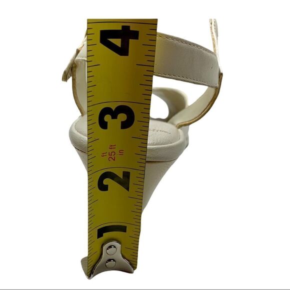 🔵Vintage Red Cross Shoes Cream Buckle Peep Toe Sandals 4.5 - Picture 8 of 10